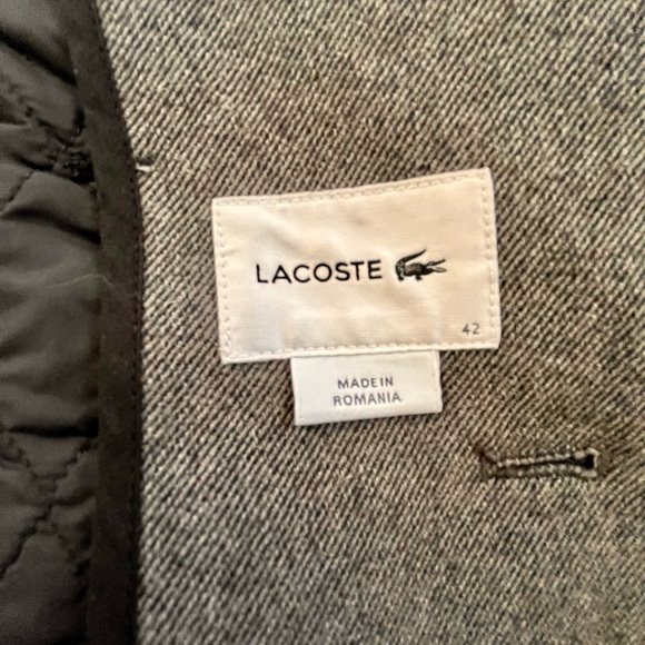 Women’s Lacoste Gray Pea Coat with Notched Lapel - Picture 3 of 6